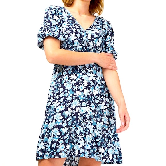 Jeanswest | Sonia V Neck Dress | Blue Floral Print | Size 12 | NWT - Picture 7 of 14